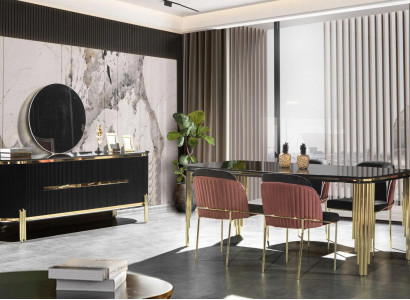 Moderne Esszimmermöbel Essgruppe Esstisch Stühle Schwarz Edelstahlmöbel